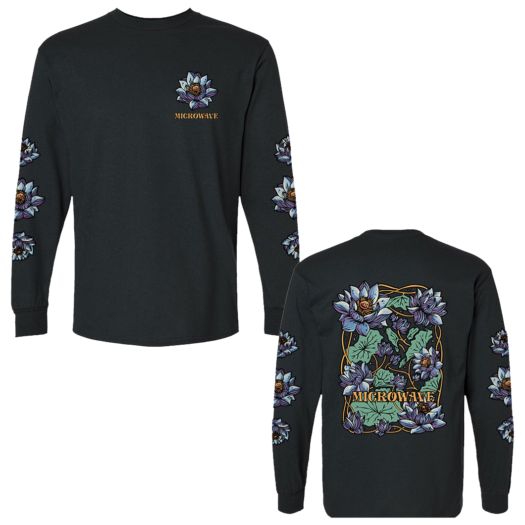 Blue Lotus Long Sleeve T Shirt (Black)