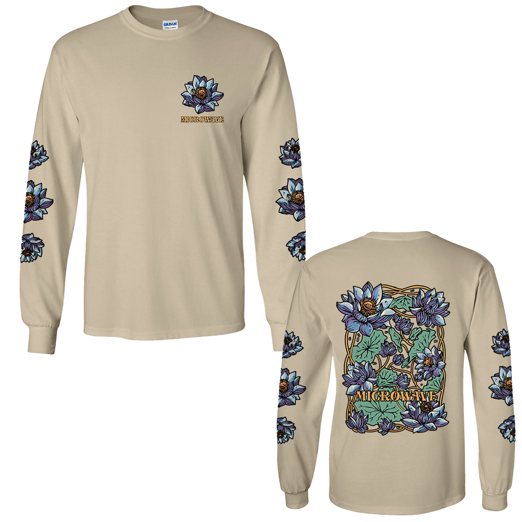 Blue Lotus Long Sleeve T Shirt (Sand)